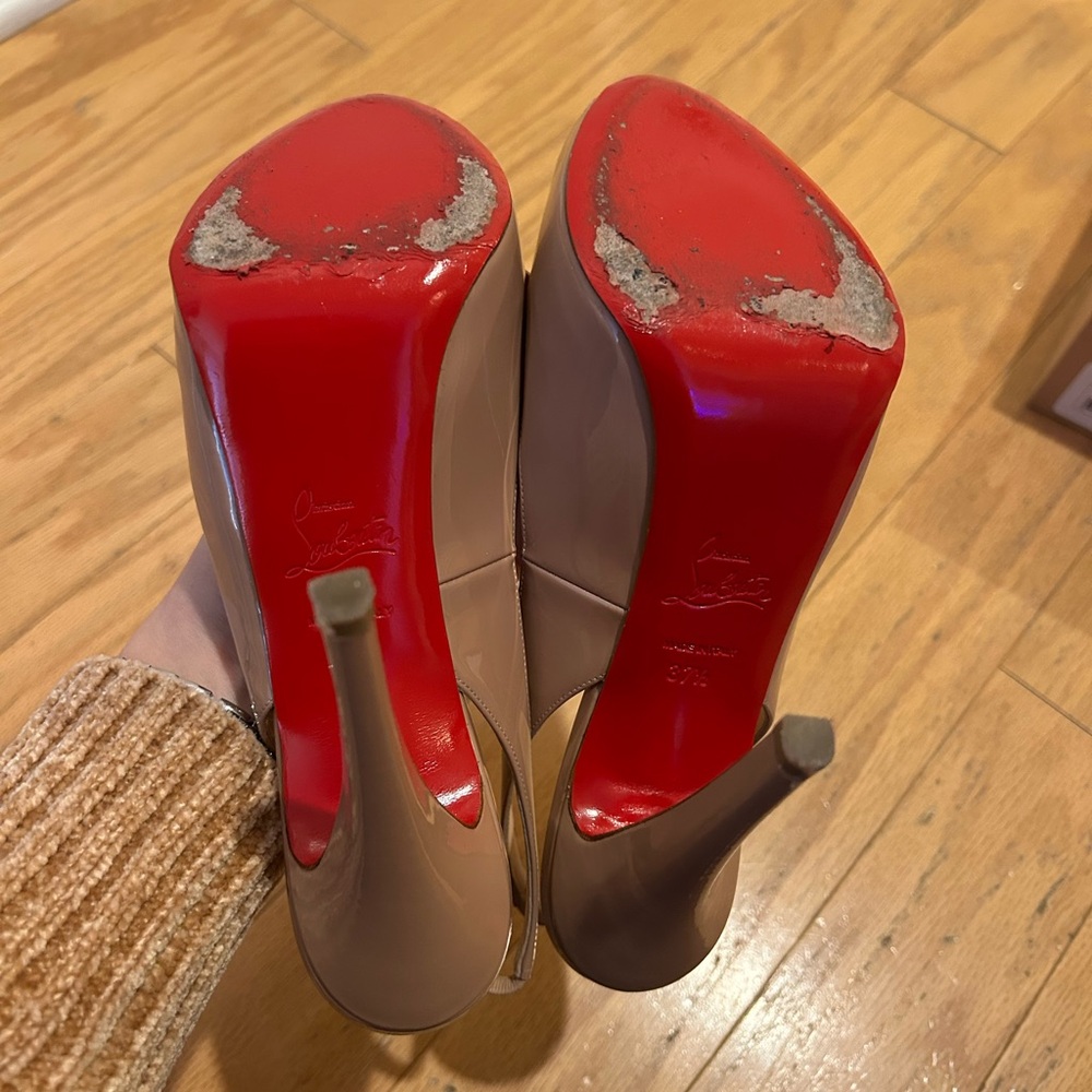 Christian Louboutin No Prive 120 Patent Nude Heels Size 37.5 - Picture 7 of 9